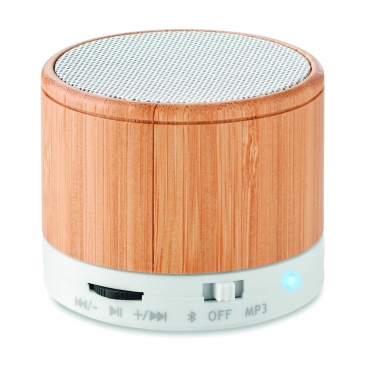 Logotrade promotional gifts photo of: Round Bamboo wireless speaker