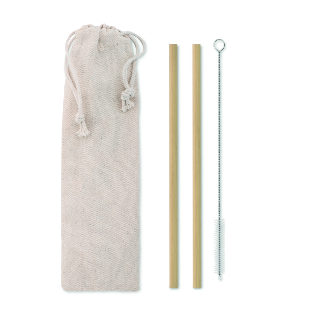 Logo trade business gift photo of: Bamboo Straw w/brush in pouch