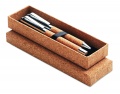 Metal Ball pen set in cork box, Wood