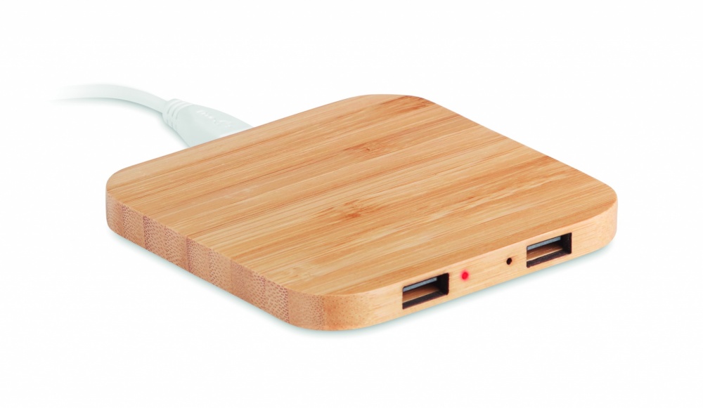 Logo trade promotional merchandise photo of: Bamboo wireless charge pad 5W