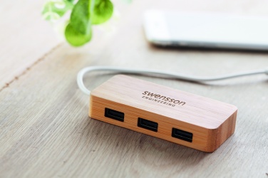 Logo trade business gift photo of: Bamboo USB 3 ports hub