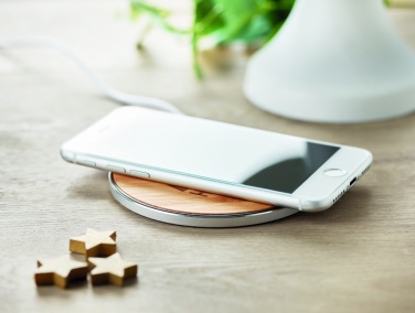 Logo trade promotional merchandise photo of: Bamboo wireless charger 10W DESPAD