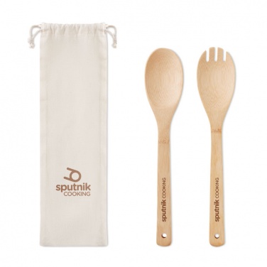 Logo trade promotional products image of: Set bamboo utensils salad