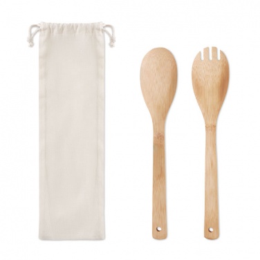 Logo trade promotional gift photo of: Set bamboo utensils salad