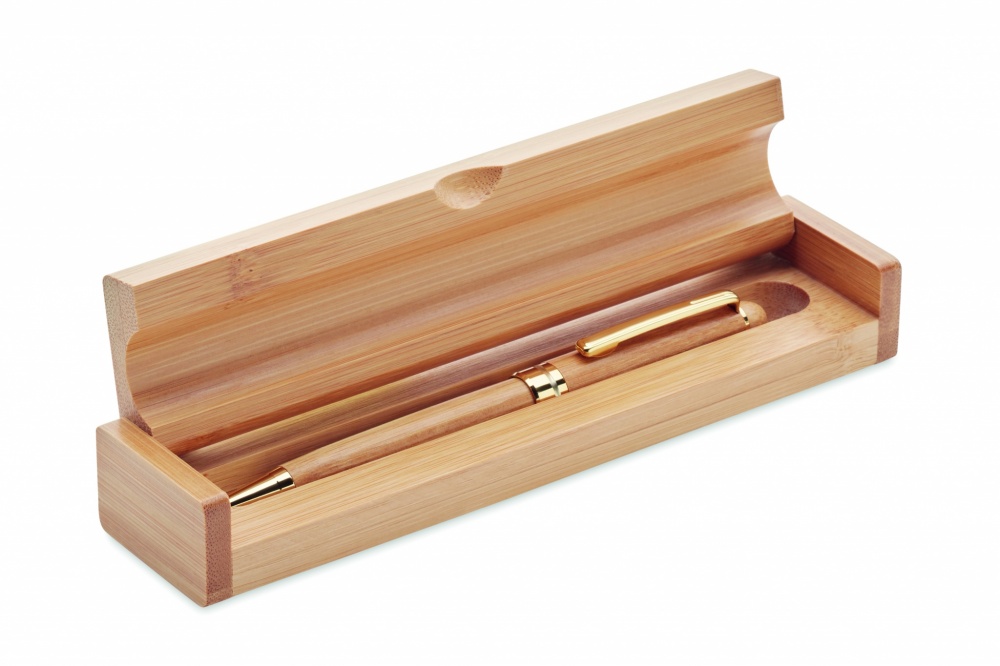 Logo trade promotional item photo of: Bamboo twist ball pen in box