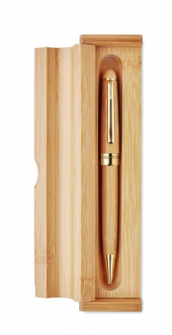 Logo trade promotional giveaways image of: Bamboo twist ball pen in box