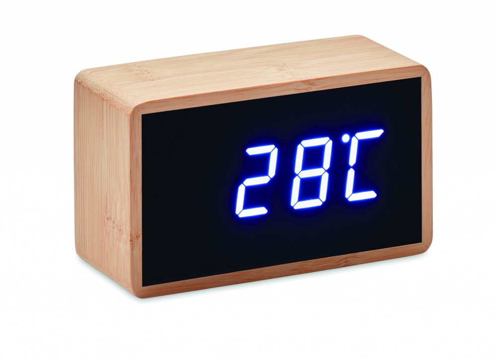 Logotrade business gift image of: LED alarm clock bamboo casing Düsseldorf