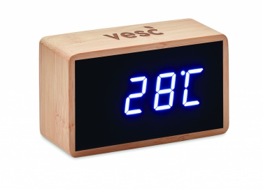 Logo trade advertising products picture of: LED alarm clock bamboo casing Düsseldorf