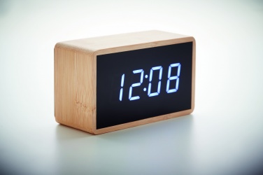 Logotrade promotional item picture of: LED alarm clock bamboo casing Düsseldorf