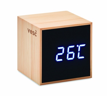 Logo trade advertising products image of: LED alarm clock bamboo casing Dortmund