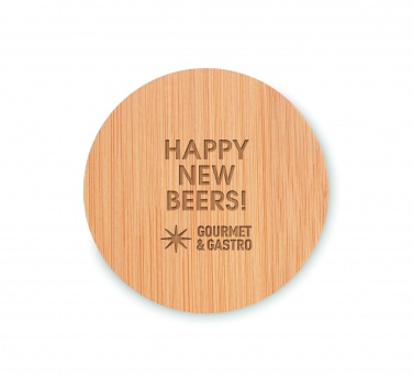 Logo trade corporate gifts image of: Bamboo bottle opener/ coaster