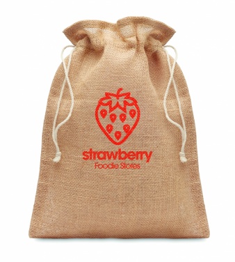 Logo trade promotional merchandise image of: Small jute gift bag 14 x 22 cm