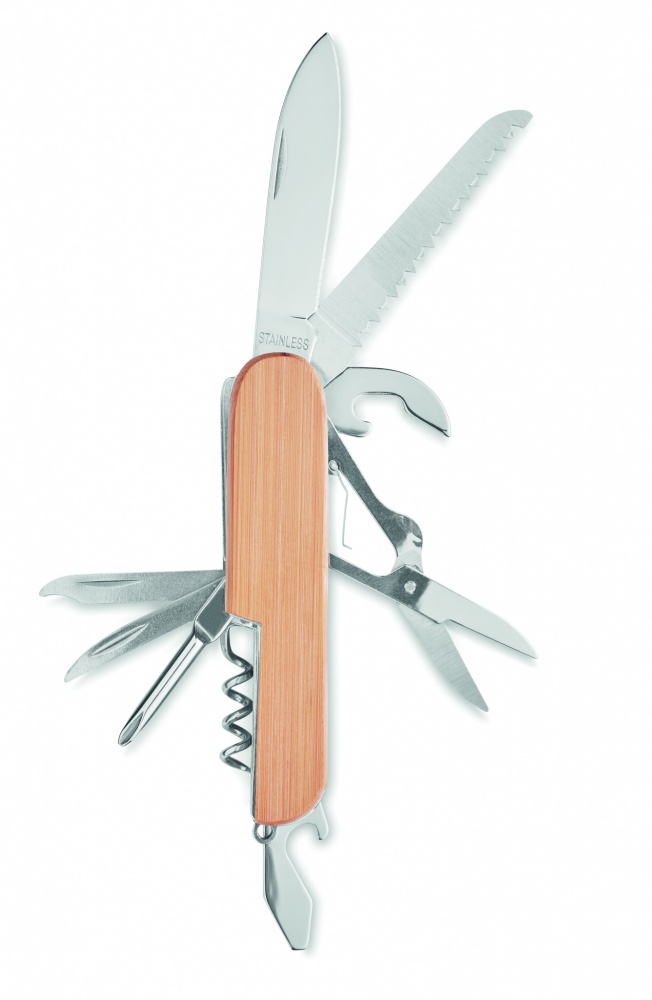 Logo trade promotional merchandise photo of: Multi tool pocket knife bamboo