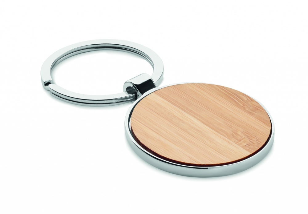 Logo trade promotional gift photo of: Round key ring metal bamboo