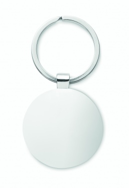 Logo trade promotional merchandise image of: Round key ring metal bamboo Dobele