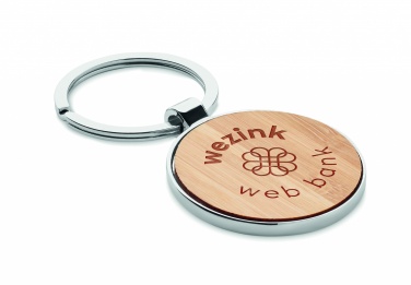 Logo trade promotional gifts image of: Round key ring metal bamboo Dobele