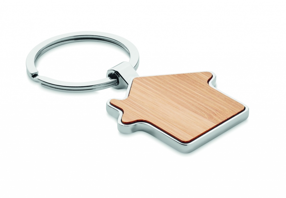 Logo trade promotional product photo of: House key ring metal bamboo NORDIC