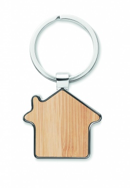 Logo trade advertising products image of: House key ring metal bamboo NORDIC