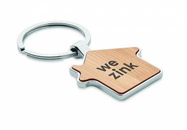 Logo trade promotional gifts picture of: House key ring metal bamboo