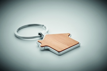 Logo trade promotional products image of: House key ring metal bamboo NORDIC