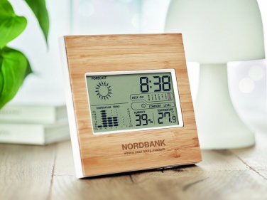 Logo trade promotional merchandise picture of: Weather station bamboo front TURKU