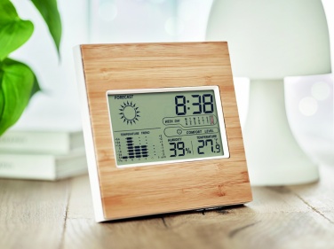 Logotrade business gift image of: Weather station bamboo front TURKU