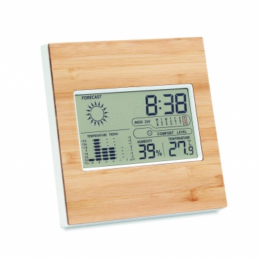 Logotrade promotional item image of: Weather station bamboo front TURKU