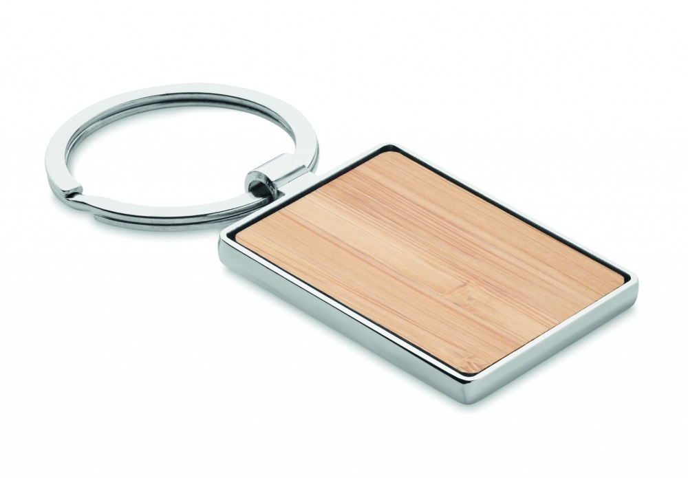 Logo trade corporate gifts image of: Rectangular key ring bamboo WEST