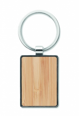 Logo trade promotional item photo of: Rectangular key ring bamboo WEST