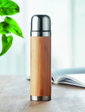 Logo trade promotional items picture of: Double wall bamboo cover flask 400ml CHAN BAMBOO