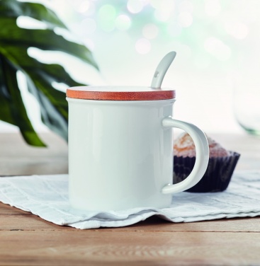 Logo trade promotional item photo of: Porcelain mug with spoon