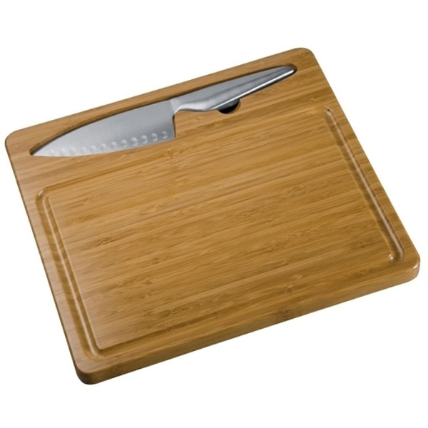 Logo trade promotional items image of: Cutting board with knife MANTOVA