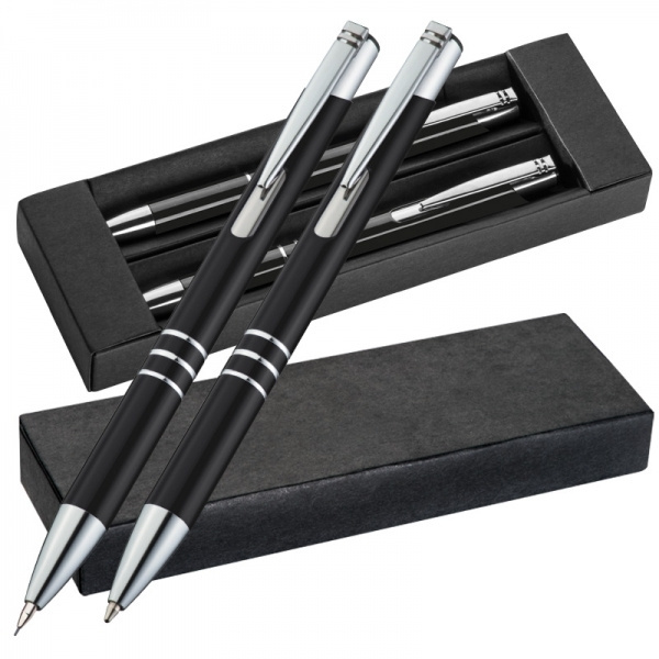 Logo trade advertising product photo of: Metal writing set CLAREMONT