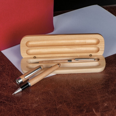 Logotrade promotional product picture of: Wooden writing set ballpen and roller INDIANAPOLIS