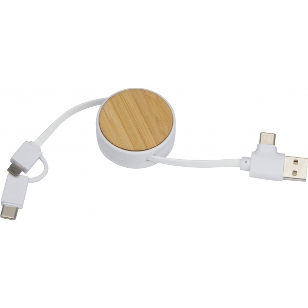 Logo trade corporate gifts picture of: Bamboo charging cable GRONINGEN