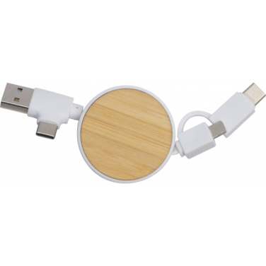 Logo trade promotional gift photo of: Bamboo charging cable GRONINGEN