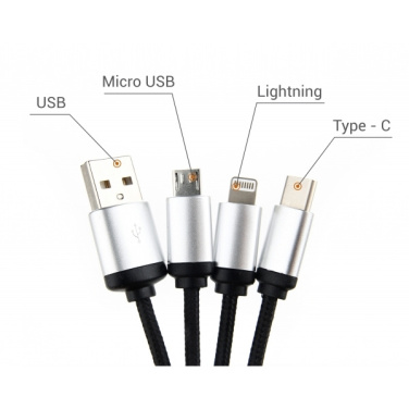 Logotrade advertising product picture of: 3in1 cable with enlighted logo for engraving, RXD-368