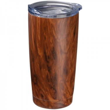 Logo trade corporate gift photo of: Stainless steel mug with wooden look COSTA RICA 550 ml