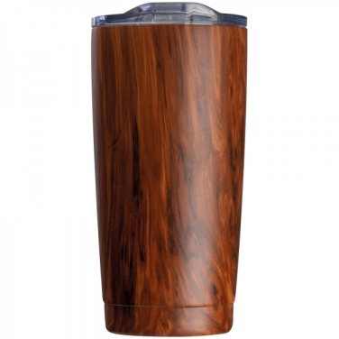 Logo trade promotional giveaways image of: Stainless steel mug with wooden look COSTA RICA 550 ml