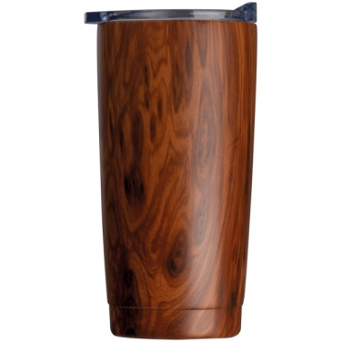 Logotrade promotional item picture of: Stainless steel mug with wooden look COSTA RICA 550 ml