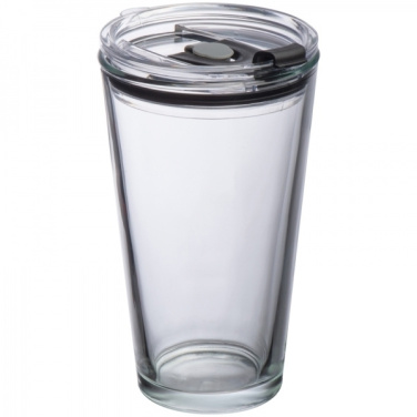 Logo trade corporate gifts image of: Glass mug with lid WATTENSCHEID 400 ml