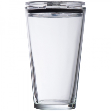 Logo trade promotional merchandise picture of: Glass mug with lid WATTENSCHEID 400 ml