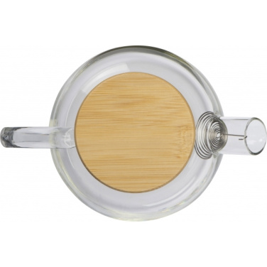 Logotrade promotional item picture of: Glass jug with bamboo lid FRANKFURT 1000ml