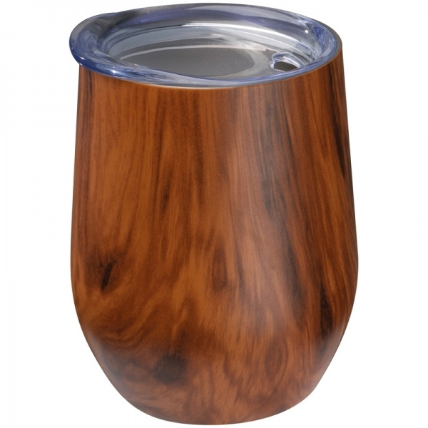 Logo trade advertising product photo of: Stainless steel mug with wooden look BRIGHTON 380 ml