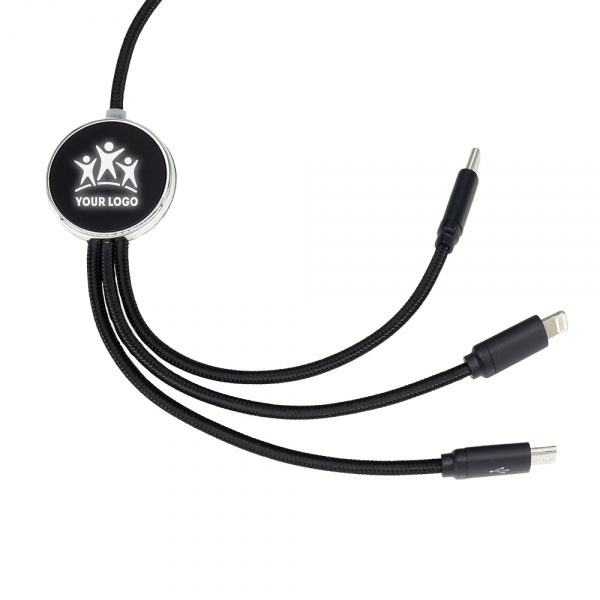 Logotrade corporate gift picture of: 3in1 long cable with elighted logo for engraving, W201TG