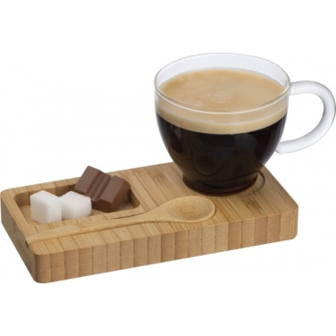 Logo trade corporate gifts picture of: Tray with cup and spoon FORMOSA 150 ml