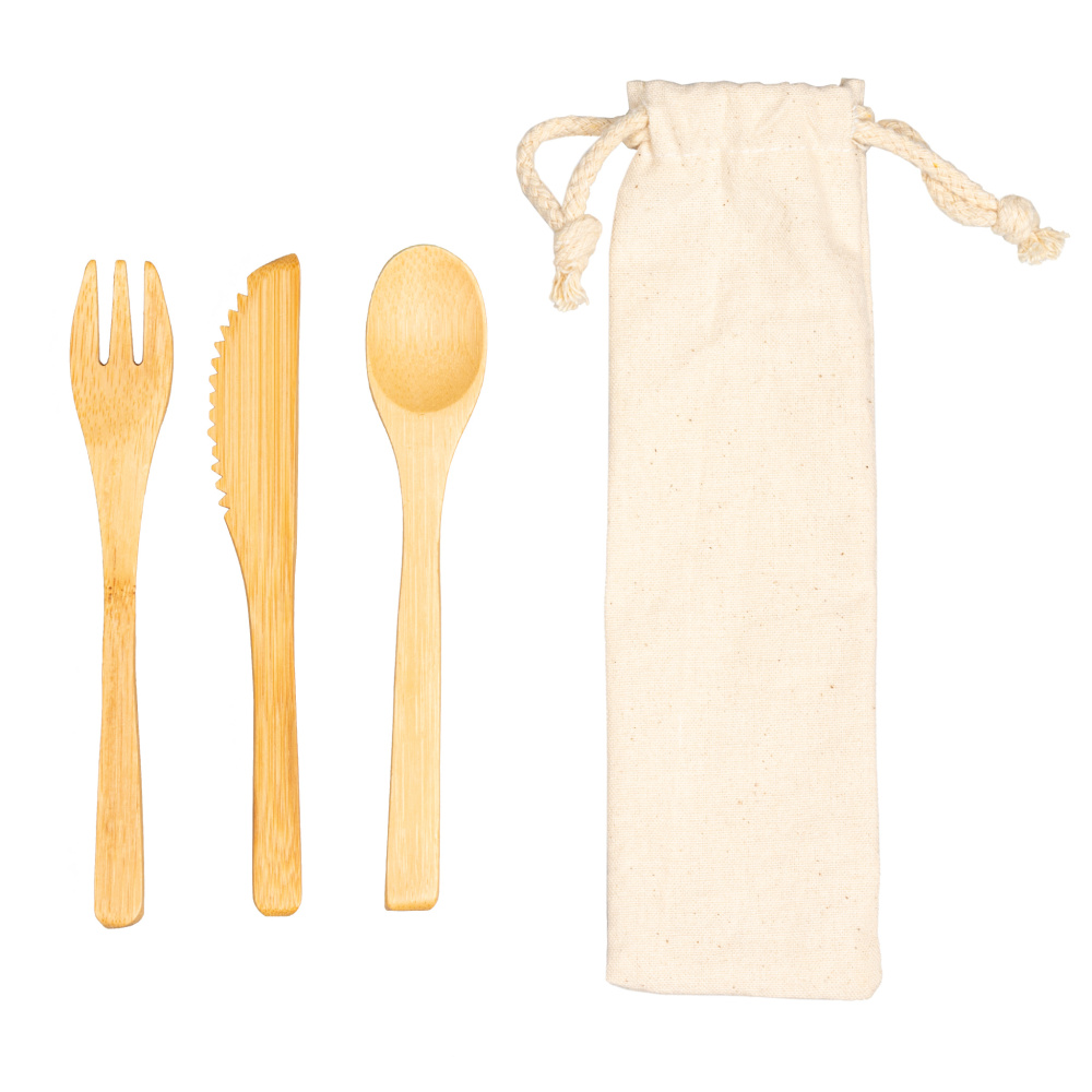 Logo trade promotional gifts image of: Bamboo cutlery set BONNEVILLE