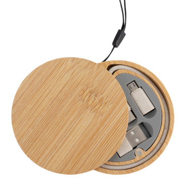 Logo trade promotional merchandise photo of: 4in1 cable in wooden case, LH-ZM01