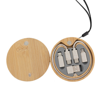 Logo trade promotional products picture of: 4in1 cable in wooden case, LH-ZM01