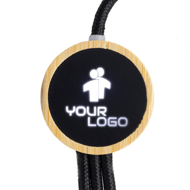 Logotrade promotional product picture of: 3-in-1 cable with elighted logo in a wooden casing, LH-ZMU06